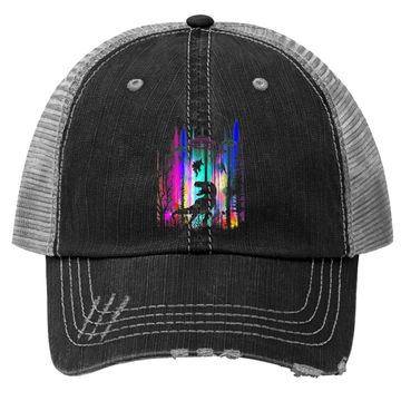 Discover Alien Ufo T Rex Abduction Colorful Forest Trucker Hat