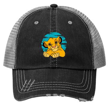 Discover The Lion King Young Simba Resting Blue 90s Trucker Hat