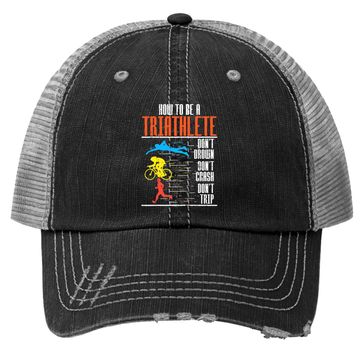 Discover Triathlon Swimming Cycling Running Triathletes Workout Trucker Hat
