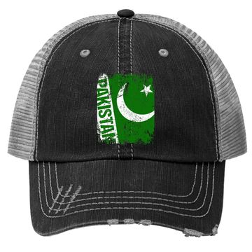 Discover Pakistan Big Flag Vintage Distressed Trucker Hat