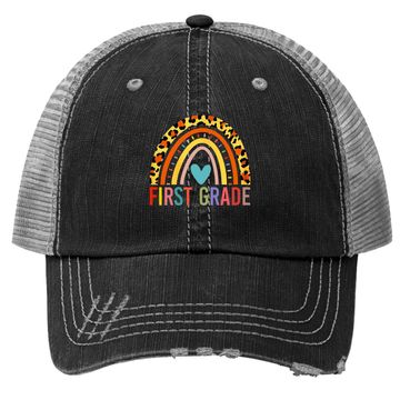 Discover First Grade Rainbow Girls Boys Teacher Team Trucker Hat