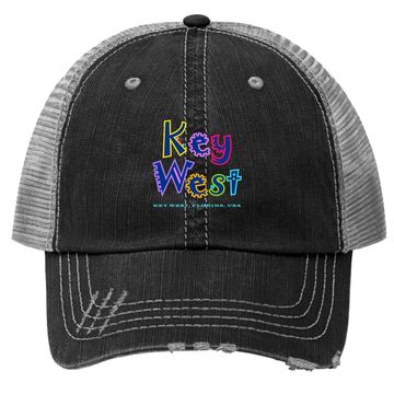 Discover Key West Florida Tropical Type Design Trucker Hat