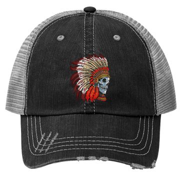 Discover Native American Indian Trucker Hat Awesome Skull Indigenous American Trucker Hat