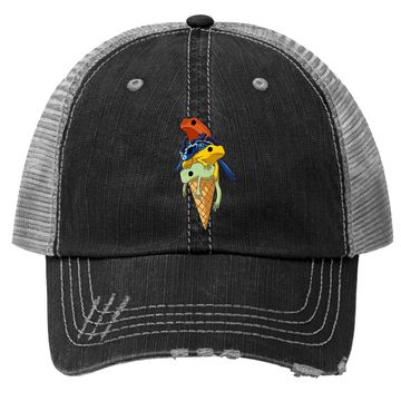 Discover Funny Poison Dart Frogs Ice Cream Premium Trucker Hat