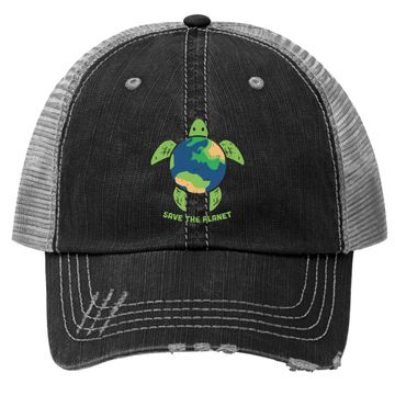 Discover Save The Planet Earth Day Environment Turtle Recycle Ocean Trucker Hat