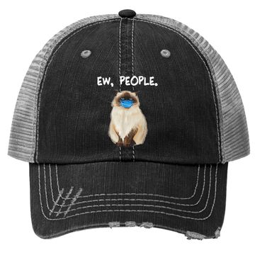 Discover Ew People Cat Wearing Face Mask Trucker Hat