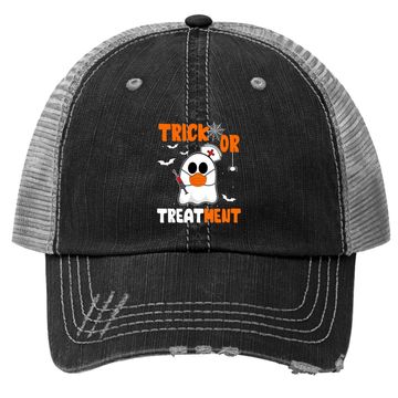 Discover Trick Or Treatment Boo Crew Funny Halloween Nurse Nursing Trucker Hat