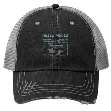 Discover Hello World Computer Programming Languages Trucker Hat