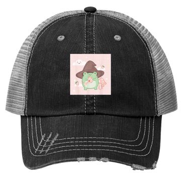 Discover Cotttagecore Frog Wizard Kawaii Aesthetic Trucker Hat