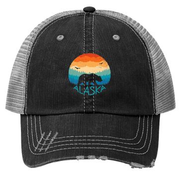 Discover Alaska Retro Grizzly Bear Trucker Hat