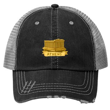 Discover Athens Greece Acropolis Parthenon Gold Trucker Hat