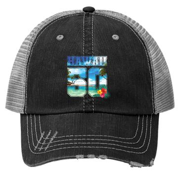 Discover Hawaii 50th State Hawaii Hibiscus 50 Trucker Hat