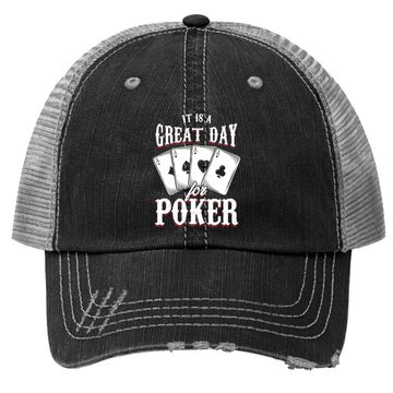 Discover It Is A Great Day For Poker Game Playing Card Trucker Hat