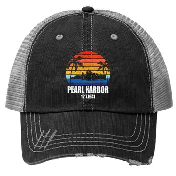 Discover Vintage Pearl Harbor Sunset 80th Anniversary Trucker Hat