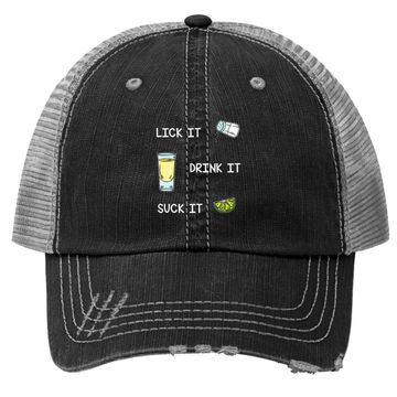 Discover Funny Tequila Lick Salt Drink It Suck Lime Drinking Trucker Hat