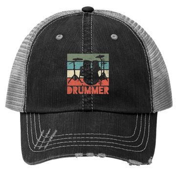 Discover Drummer Drum Set Vintage Retro Gift Trucker Hat