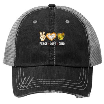 Discover Peace Love Ohio State Souvenirs Sunflower Trucker Hat