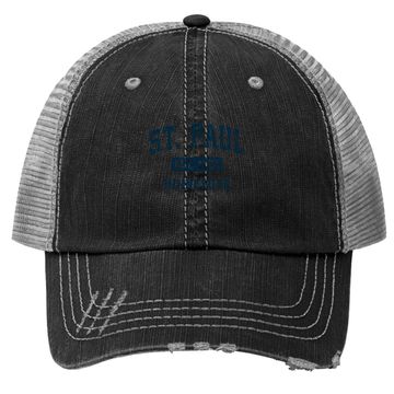 Discover St. Paul Minnesota Mn Vintage Sports Design Navy Print Trucker Hat