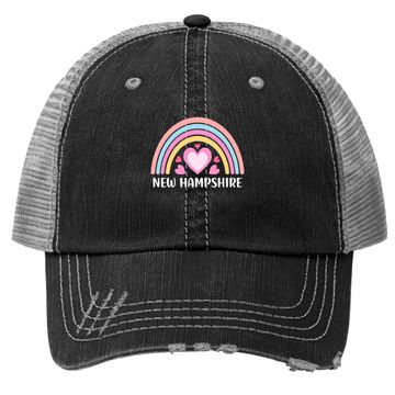 Discover New Hampshire Rainbow Hearts Trucker Hat