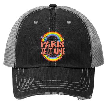 Discover Paris Je T'aime I Love Eiffel Tower Trucker Hat