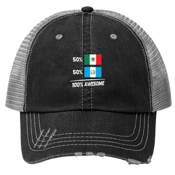 Discover Half Mexican Half Guatemalan Pride Mexico Guatemala Flag Trucker Hat