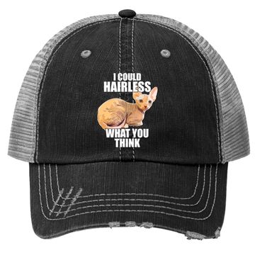Discover Hairless Cat Sphynx Cat Pun Meme Trucker Hat
