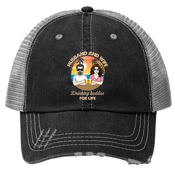 Discover Husband And Wife Drinking Buddies For Life Trucker Hat
