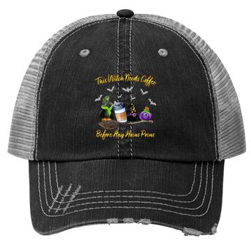 Discover This Witch Needs Coffee Before Any Hocus Pocus Halloween Trucker Hat