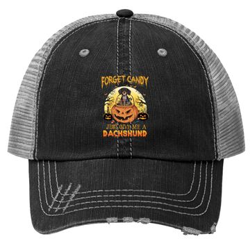 Discover Candy Pumpkin Dachshund Dog Trucker Hat