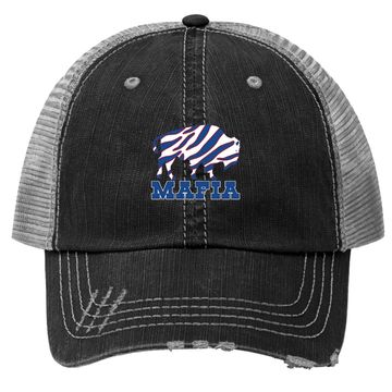 Discover Red Bills Mafia Zubaz Logo Trucker Hat