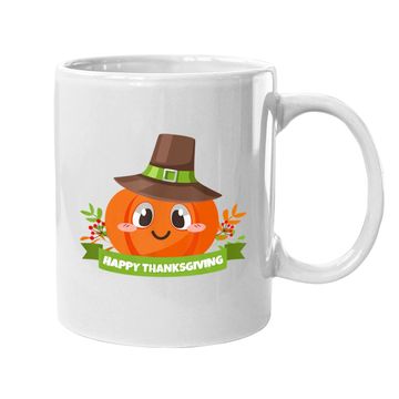 Discover Pilgrim Pumpkin Happy Thanksgiving Holiday Coffee Mug