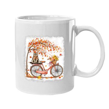 Discover Retro Bicycle Cat Autumn Leaves Fall Thanksgiving Coffee Mug