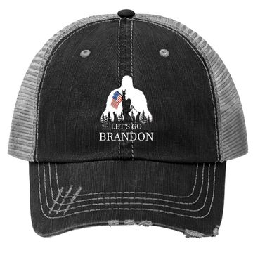 Discover Let's Go Brandon Us Flag Bigfoot Trucker Hat