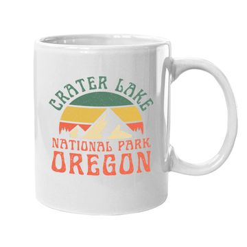 Discover Crater Lake National Park Oregon Mountains Retro Sunset Coffee Mug