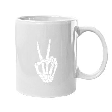 Discover Peace Sign Skeleton Hand Coffee Mug