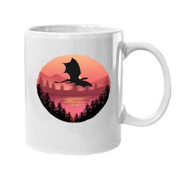 Discover Flying Dragon - Water Sunset Fantasy / Sci-fi Art Coffee Mug