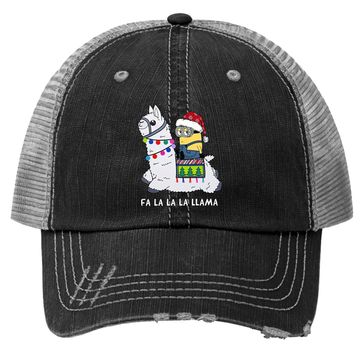 Discover Santa Minion Riding Fa La La La La Llama Christmas Trucker Hat