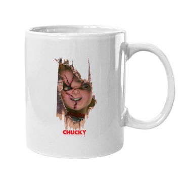 Discover Child's Play Broken Door Here's Chucky Poster Coffee Mug