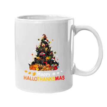 Discover Black Cat Happy Hallothanksmas Coffee Mug