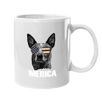 Discover Merica Australian Cattle Dog With Usa Flag Sunglasses Coffee Mug
