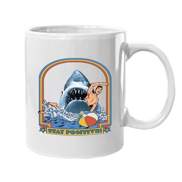 Discover This Is Me Funny Stay Positive Shark Attack Retro Comedy Coffee Mug