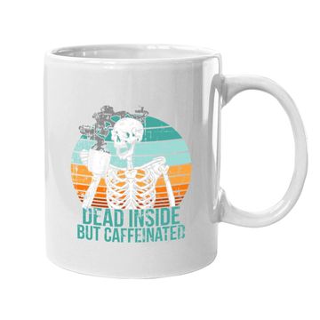 Discover Dead Inside But Caffeinated Retro Distressed Black Coffee Coffee Mug