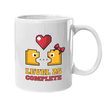 Discover Funny Gamers Level 25 Complete 25th Wedding Anniversary Coffee.  mug