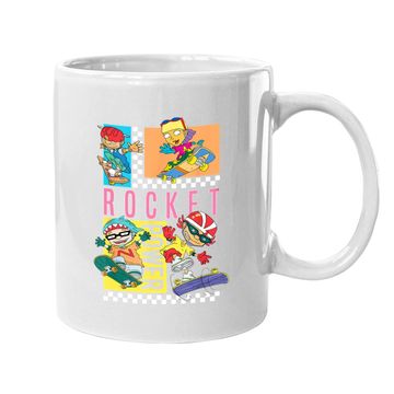 Discover Checkerboard Rocket Power Grid Design Coffee Mug