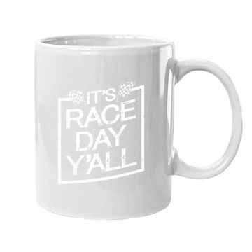 Discover It's Race Day Y'all Dirt Track Racing Checkered Flag Coffee Mug