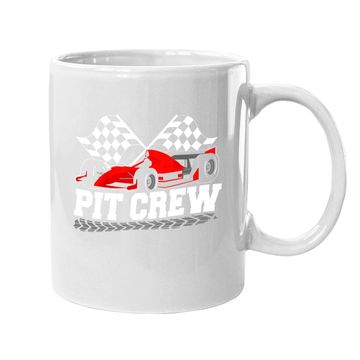 Discover Pit Crew Car Racing Checkered Flag Racing Party Coffee Mug