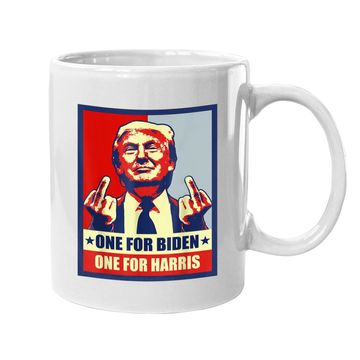 Discover Trump Middle Finger Biden Harris Republican American Flag Coffee Mug