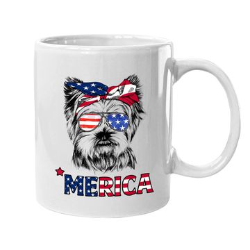 Discover American Flag Yorkshire Terrier Yorkie Mom Coffee Mug