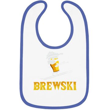Discover Brewski Skiing Beer Baby Bib