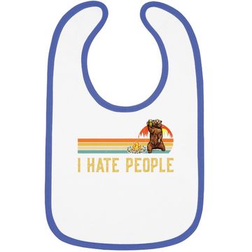 Discover Bear Camping Baby Bib I Hate People Bear Drinking Outdoor Lover Baby Bib